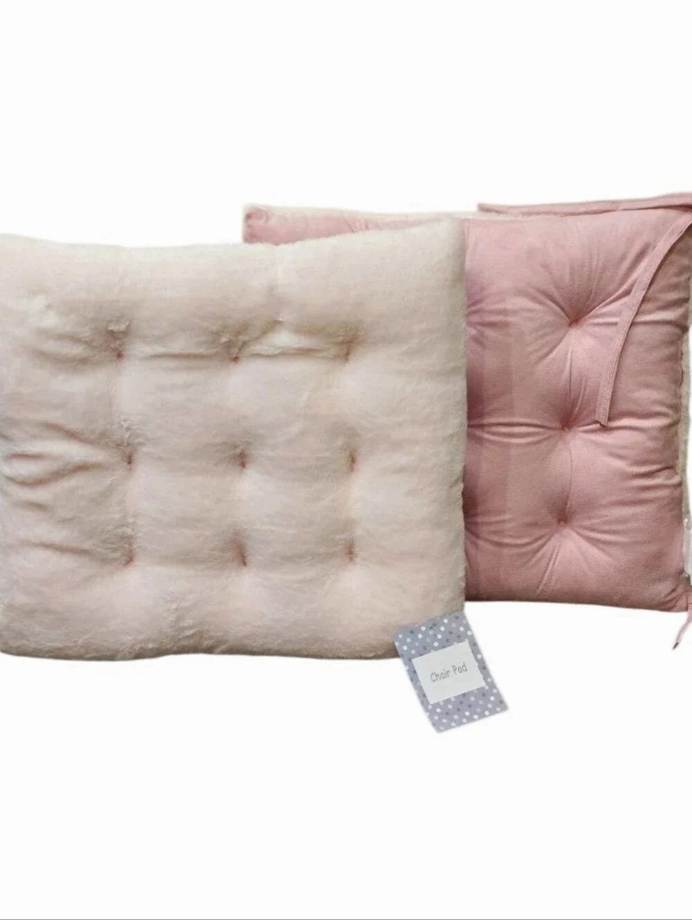 At Home Plush Faux Fur Reversible Tie Chair Pad- Pink